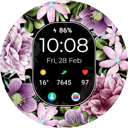 TVV Floral Digital Watch Face Logo
