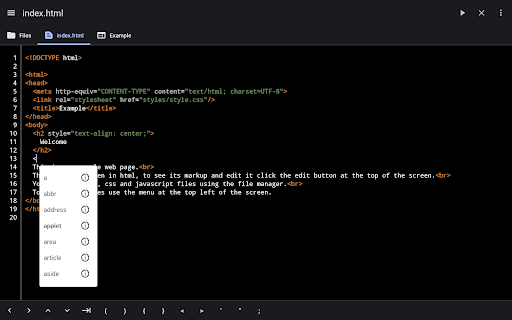 Screenshot of WebCode - html, css, js ide