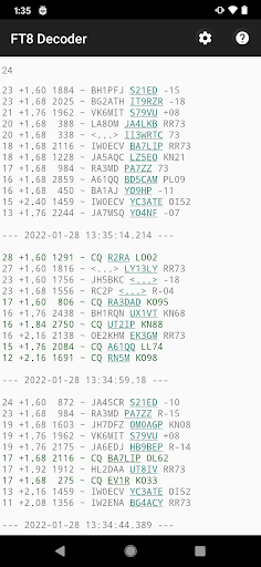 Android application FT8 Decoder screenshort