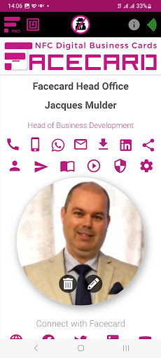 Android application Facecard.mobi NFC screenshort