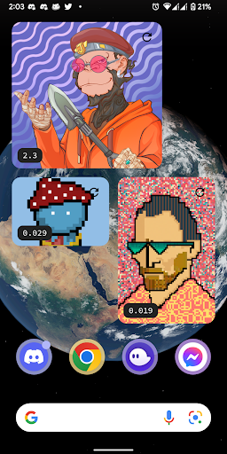 Android application NFT Widgets screenshort