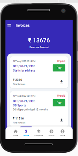 Android application B Fibernet screenshort