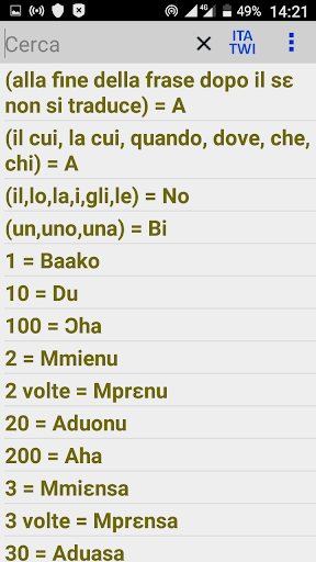 Android application ItaTwita (Italian -Twi) screenshort
