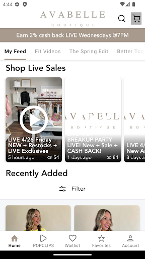 Android application Avabelle Boutique screenshort
