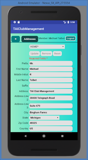 Android application TAI Club Management Web App screenshort