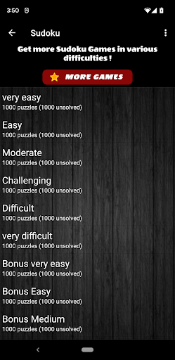 Sudoku App with many levels