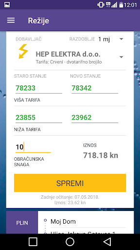 Režije - izračun potrošnje str Screen 3