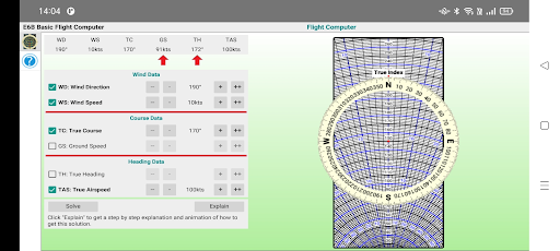 E6B Basic Flight Computer Screen 2