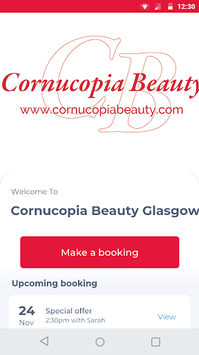 Android application Cornucopia Beauty Glasgow screenshort