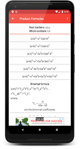 Maths Formulas Screen 3