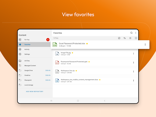 Screenshot of Content - Workspace ONE