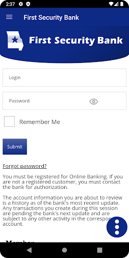 Android application First Security Bank Missouri screenshort
