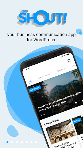 Android application mobiSHOUT! for WordPress screenshort