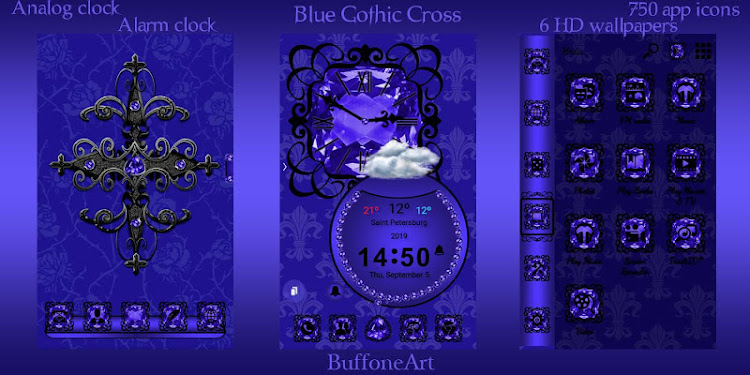 Blue Gothic Cross theme - 1.1 - (Android)