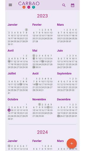 Android application CARBAO Calendrier screenshort