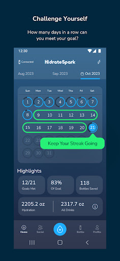 Screenshot of HidrateSpark Water Tracker