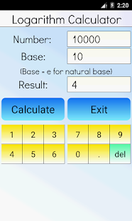 Скриншот калькулятора логарифмов Pro