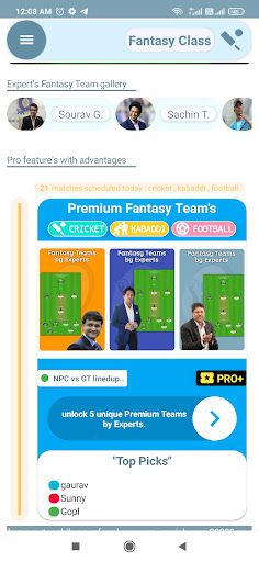 Fantasy Cricket Class Screen 2