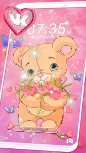Teddy Bear Pink Launcher Theme