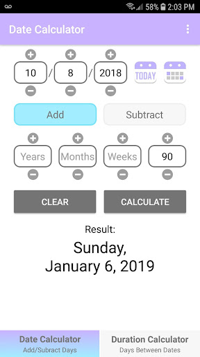 Date Calculator Screen 3