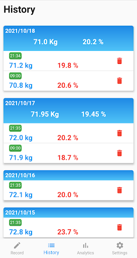 Quick Weight Tracker Screen 2
