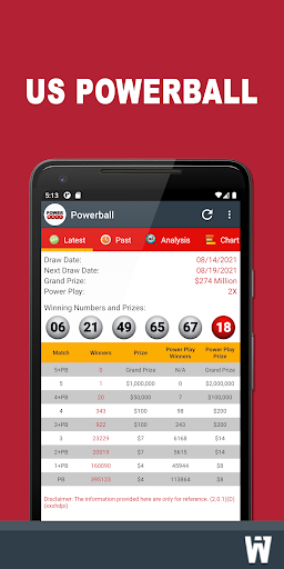 Android application US Powerball screenshort
