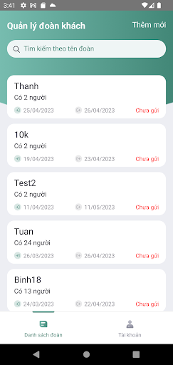 Android application Dữ liệu duyệt nhập cảnh screenshort