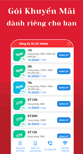 Android application Đăng ký 3G 4G Viettel screenshort