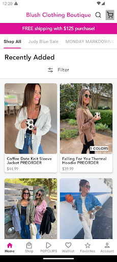 Android application Blush Clothing Boutique screenshort