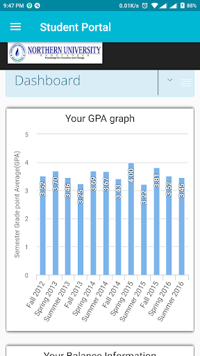 NUB Student Portal Screen 2