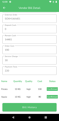 VegRun - Collection Center Screen 2