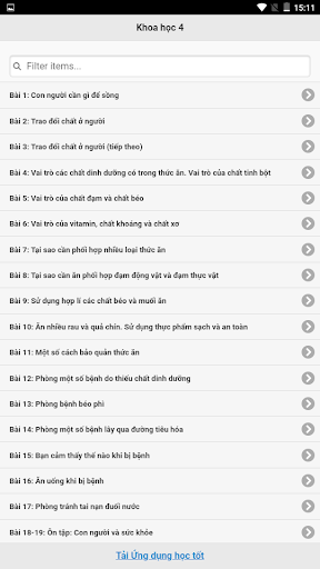 Android application Học tốt Khoa học 4 screenshort