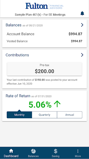 FFA Retirement Plan Services Screen 2
