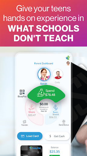 Android application BusyKid: Debit Card for Teens screenshort