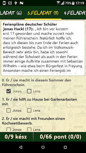 Német nyelv érettségi gyakorló