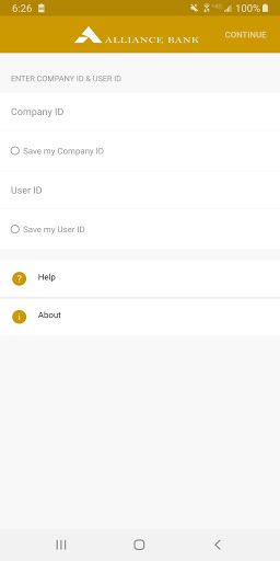 Android application Alliance Bank Business Mobile screenshort
