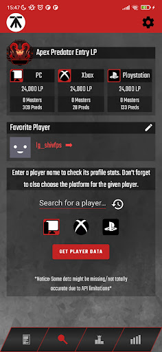 Apex Tracker App Screen 2