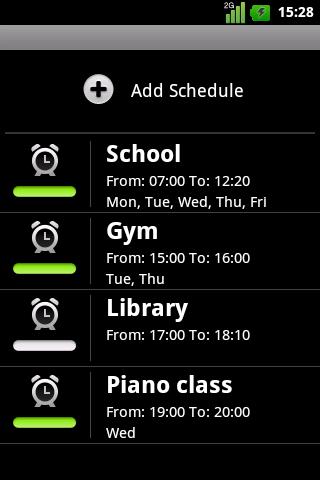 Android application Silence Scheduler screenshort