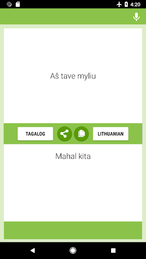 Tagalog-Lithuanian Translator Screen 2