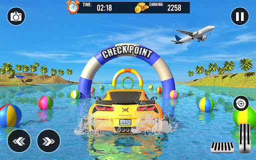 Crazy Car Water Surfing Games Screen 2