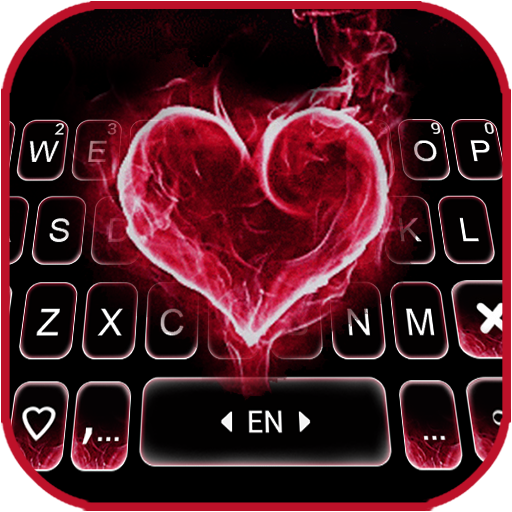 最新版、クールな Red Burning Heart のテーマキーボード Windowsでダウンロード