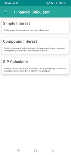 Android application Financial Calculator screenshort