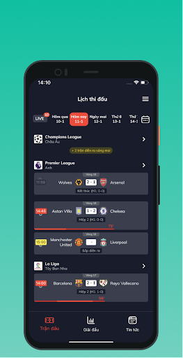 Android application Football fixtures screenshort