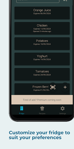Android application MyFridge screenshort