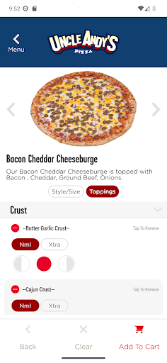 Screenshot of Uncle Andy’s Pizza