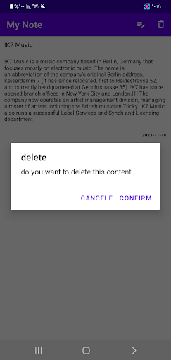 Android application MyNote screenshort