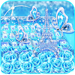 Cover Image of Download Turquoise Diamond Butterfly Keyboard Theme 10001008 APK