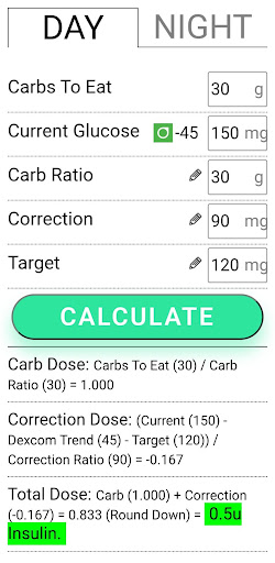 Android application Insulin Calc screenshort