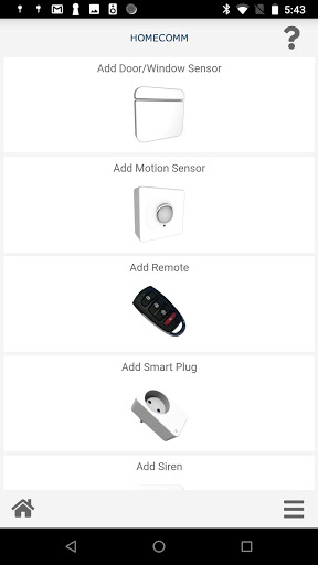 Android application HomeComm Alarm screenshort