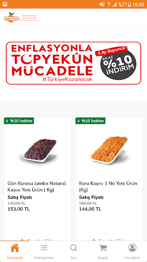 Android application Kayısı İste screenshort